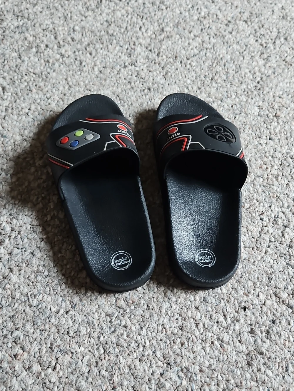 wonder nation Black Logo Slide Sandal.